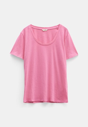 Hari Scoop Neck Cotton Slub T-Shirt