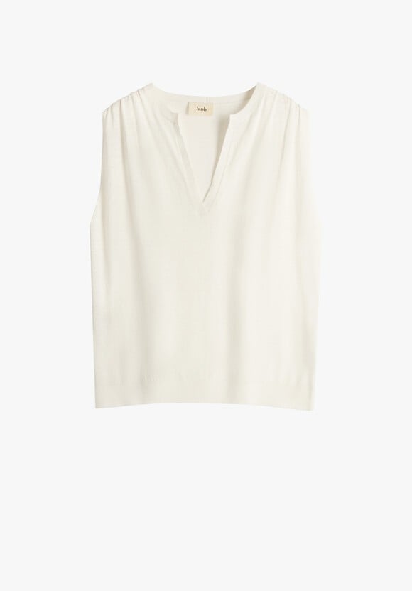 Lizzie Ruched Shoulder Linen Knit Vest