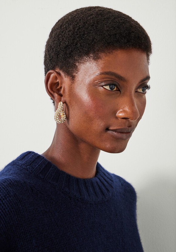 Large Pia Pave Twist Hoop Earrings