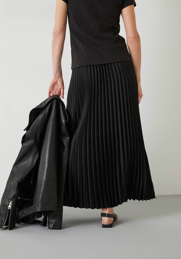 Pleated Satin Maxi Skirt