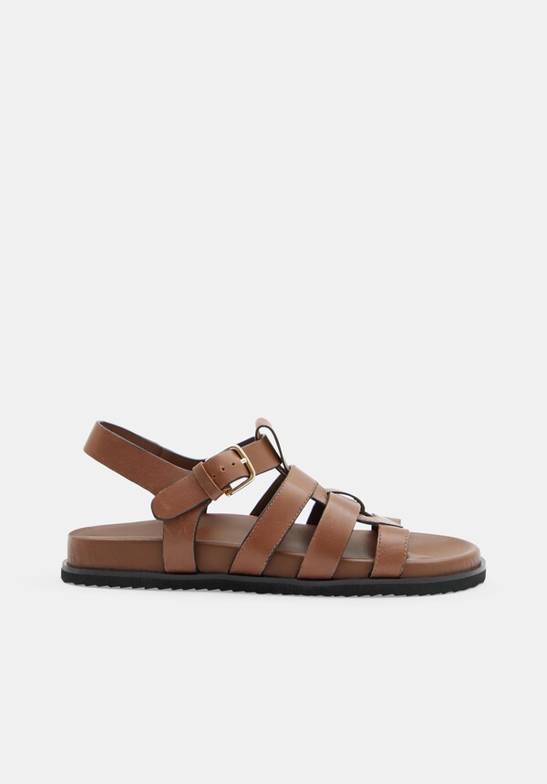 Rose Leather Cage Sandals