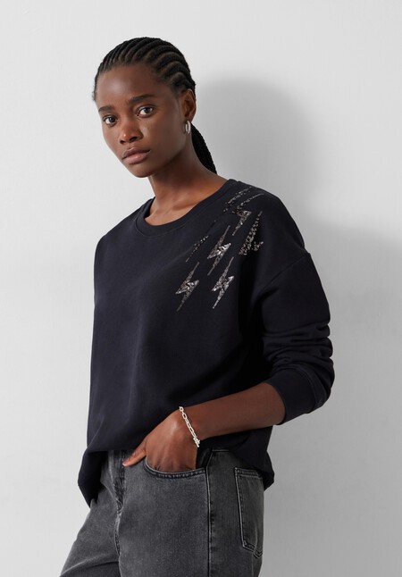 Sequin Thunderbolt Relaxed Sweatshirt