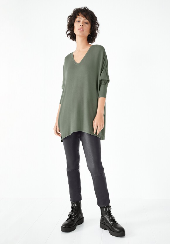 V Neck Wide Jersey Top 
