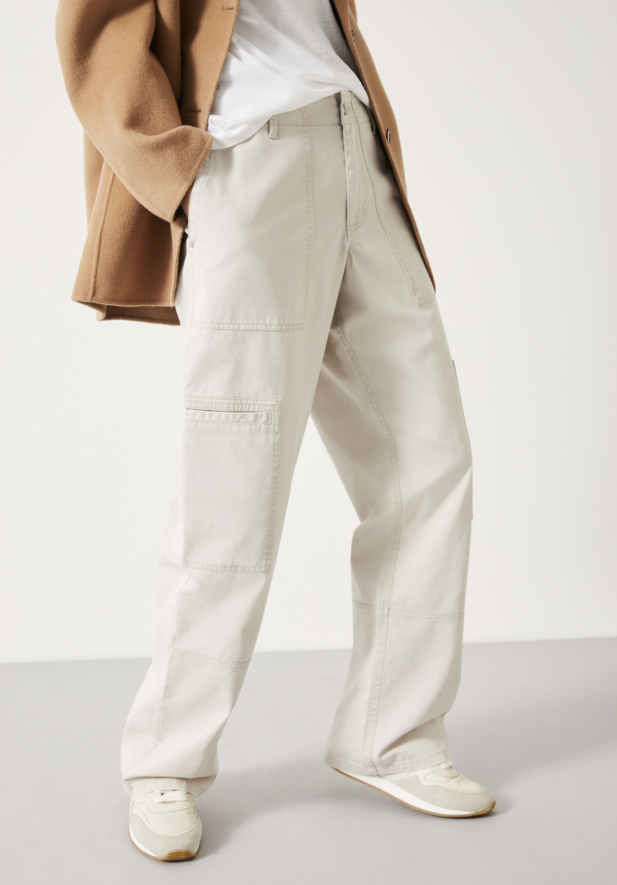 Cream utility trousers online