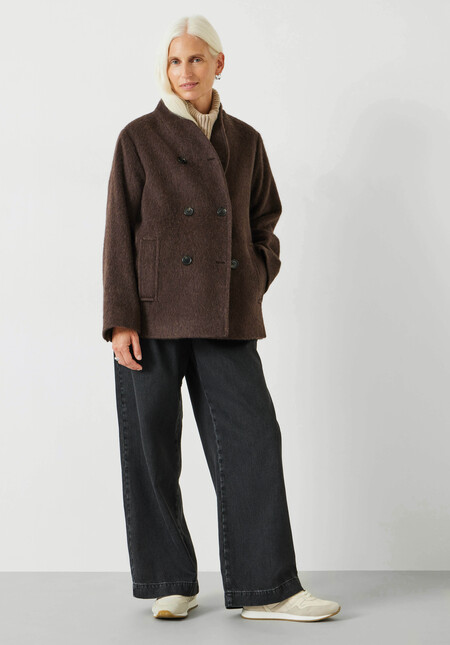 Funnel Neck Wool Coat
