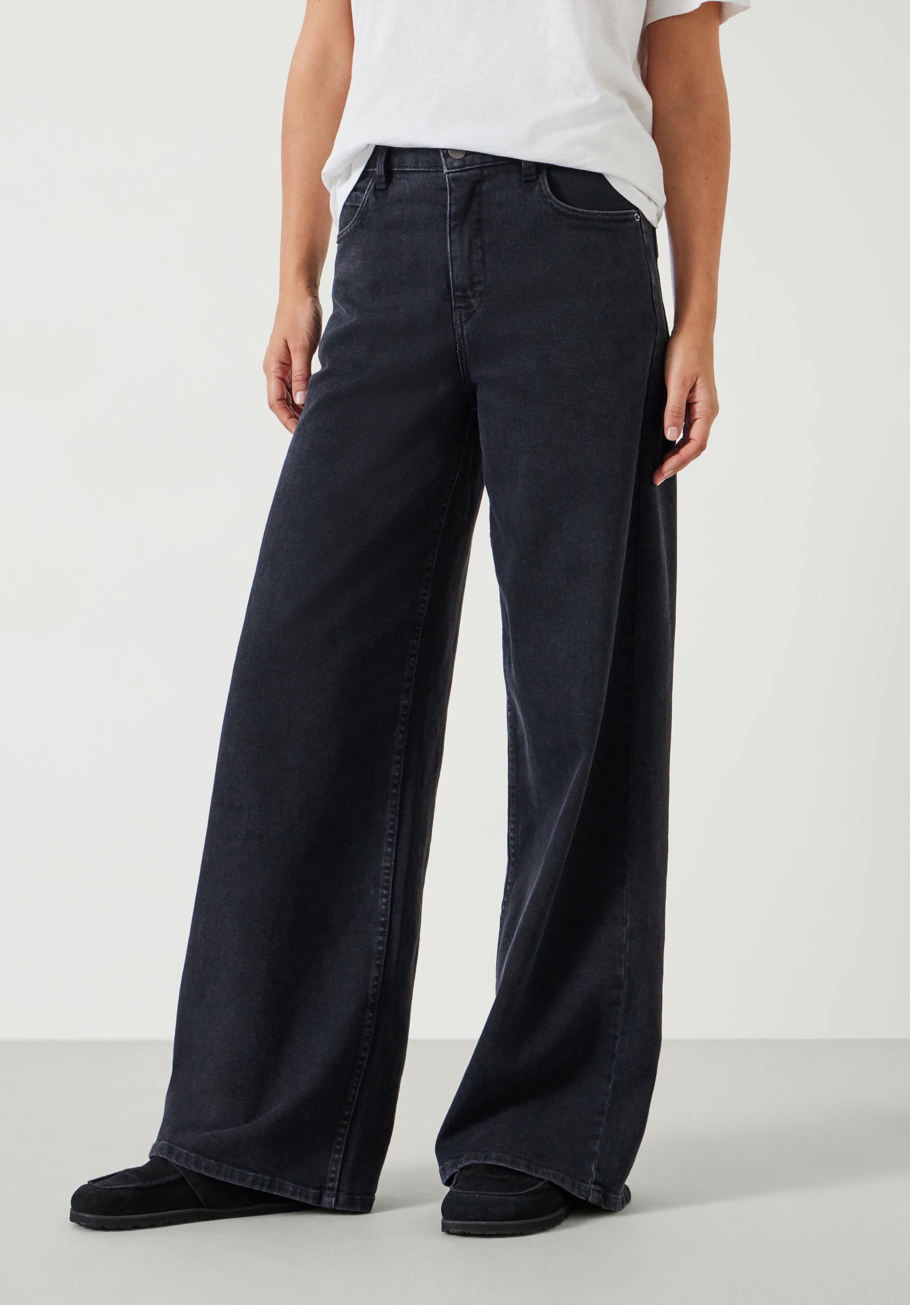 Nessa Wide Leg Jeans | Washed Black | hush