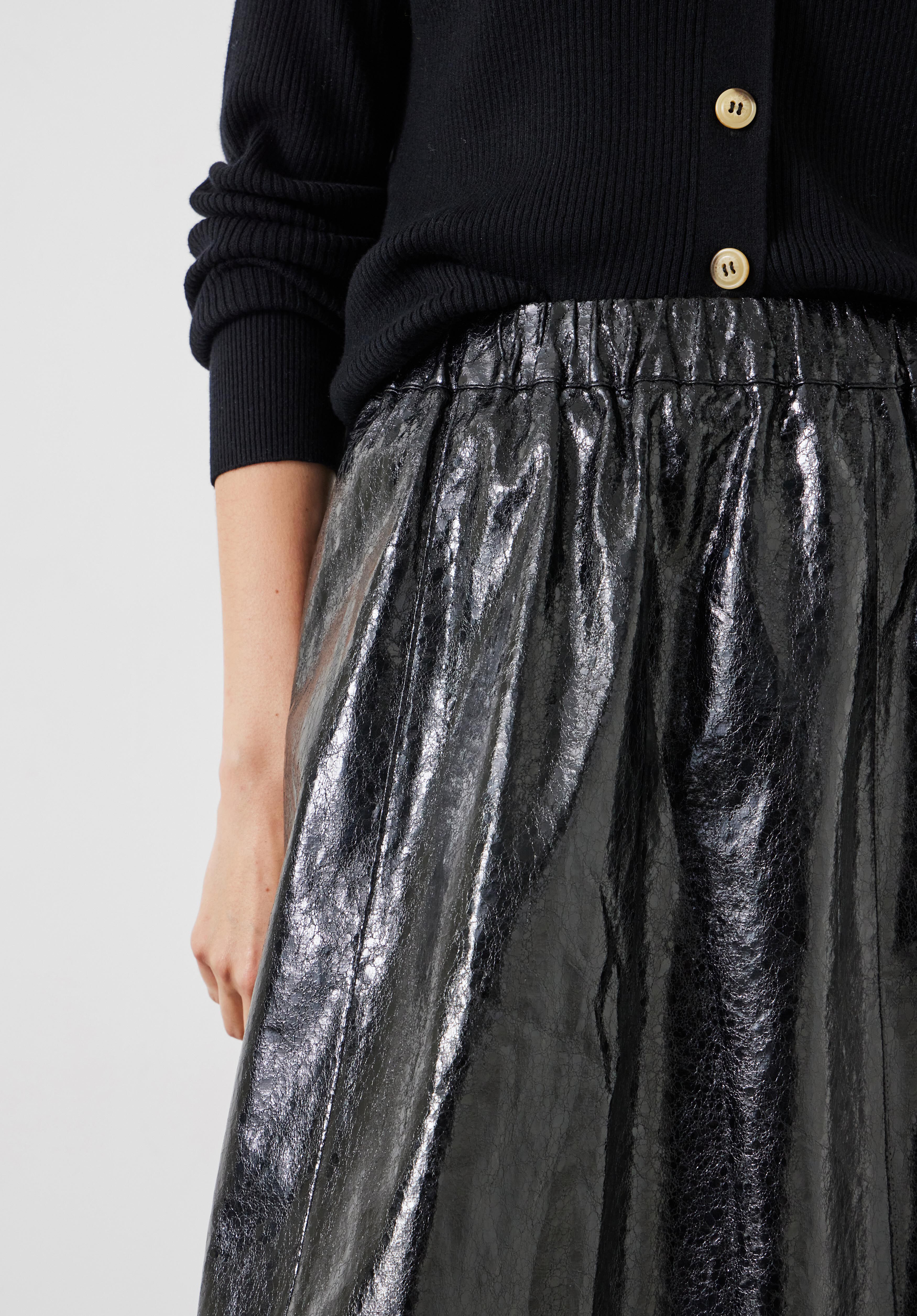 Crackled Patent Skirt | Black | hush