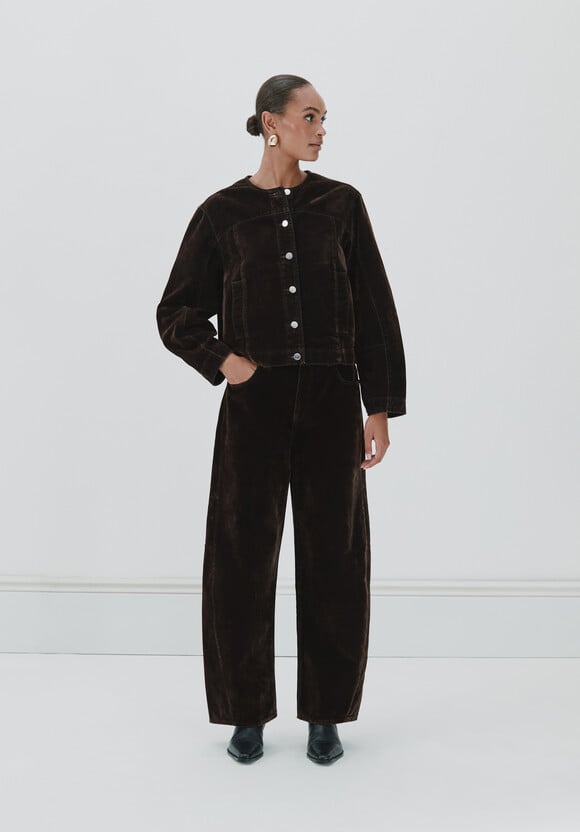 Velma Velvet Flocked Denim Jacket