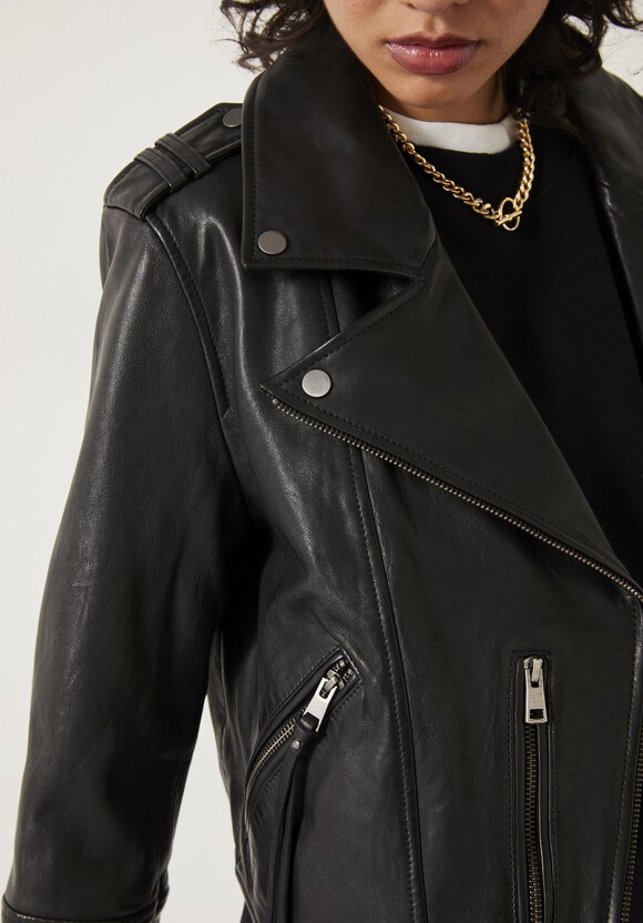 Jet Cropped Leather Biker Jacket