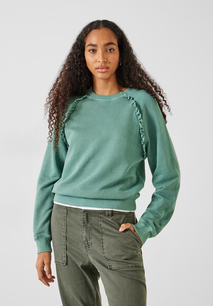 Amayah Cotton Ruffle Detail Sweatshirt