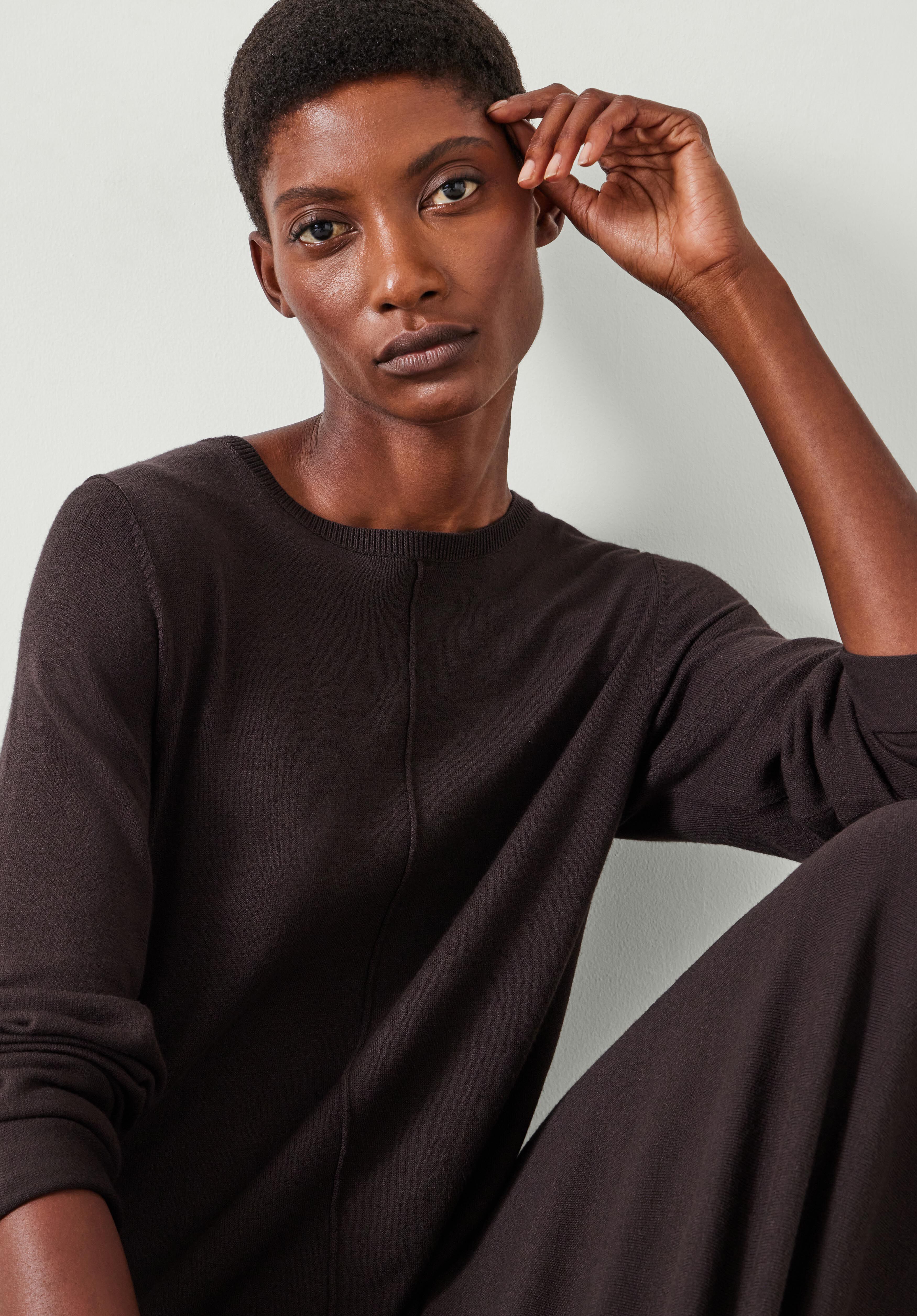 Talen Long Sleeved Knitted Maxi Dress Chocolate Brown hush