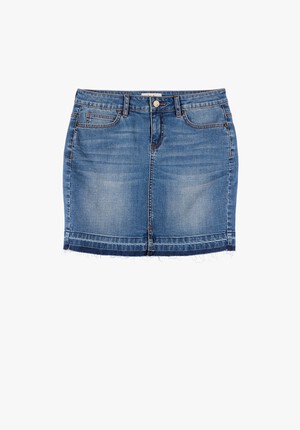Raw Edge Mini Denim Skirt