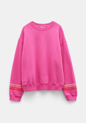 Kaelynn Cotton Contrast Stripe Sweatshirt