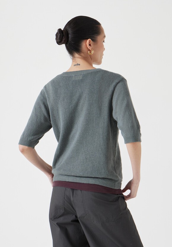 Linen Blend Short Sleeve Cardigan