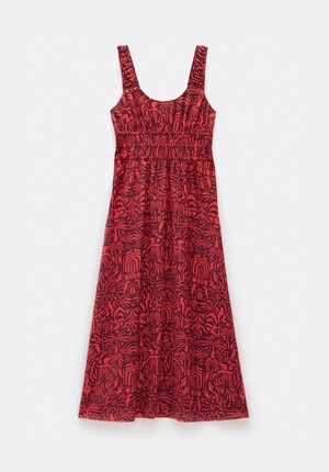 Air Flow Gathered Straps Midi Dress