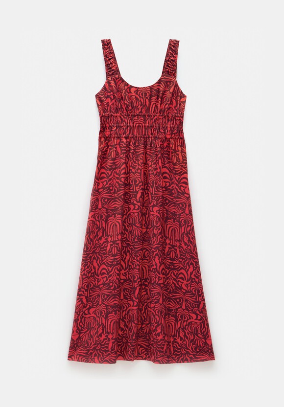 Air Flow Gathered Straps Midi Dress