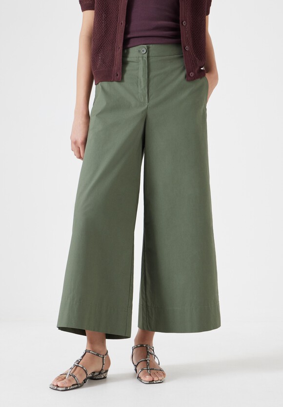 Lightweight Cotton Wide Leg Cropped Trousers