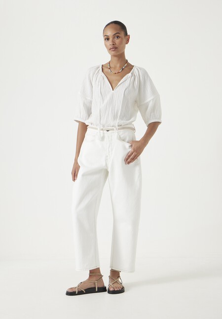 Mae Crinkle Balloon Sleeve Blouse