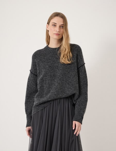 Colour Block Wool Blend Crew Jumper