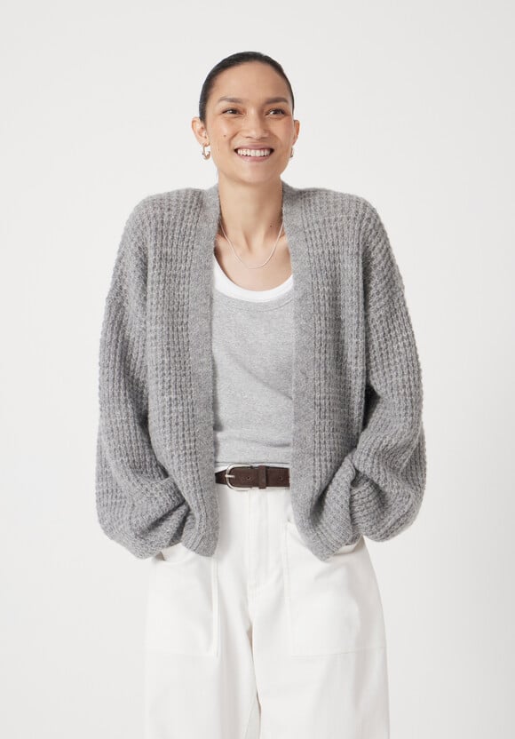 Waffle Stitch Edge to Edge Cardigan