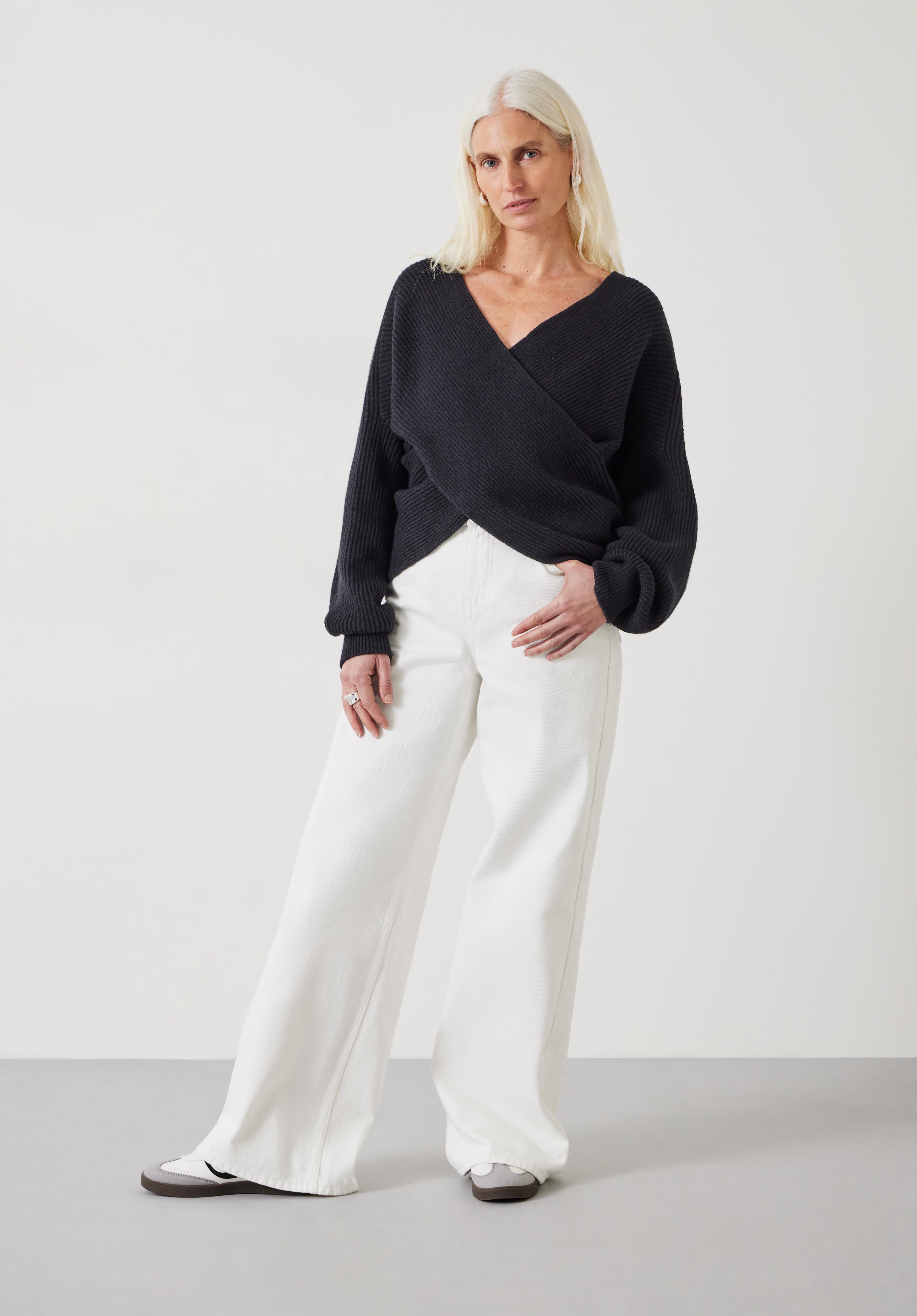 Bronte Cross Front Knit Jumper Black hush