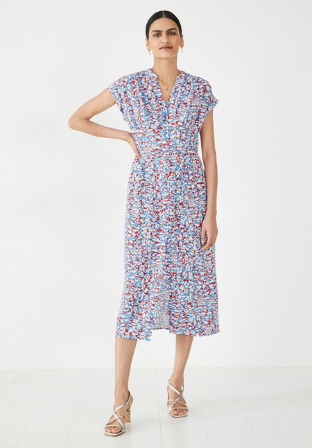 Posy Collarless Shirt Dress