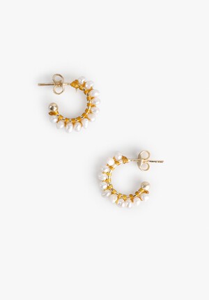 Pearl Beaded Hoop Earrings