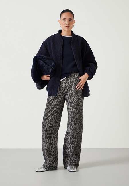 Leopard Wide Leg Jeans
