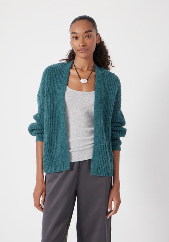 Waffle Stitch Edge to Edge Cardigan