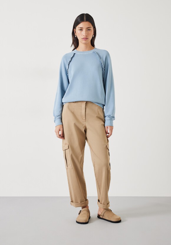 Amayah Cotton Ruffle Detail Sweatshirt