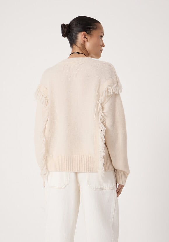 Wool Blend Fringe Knitted Jumper