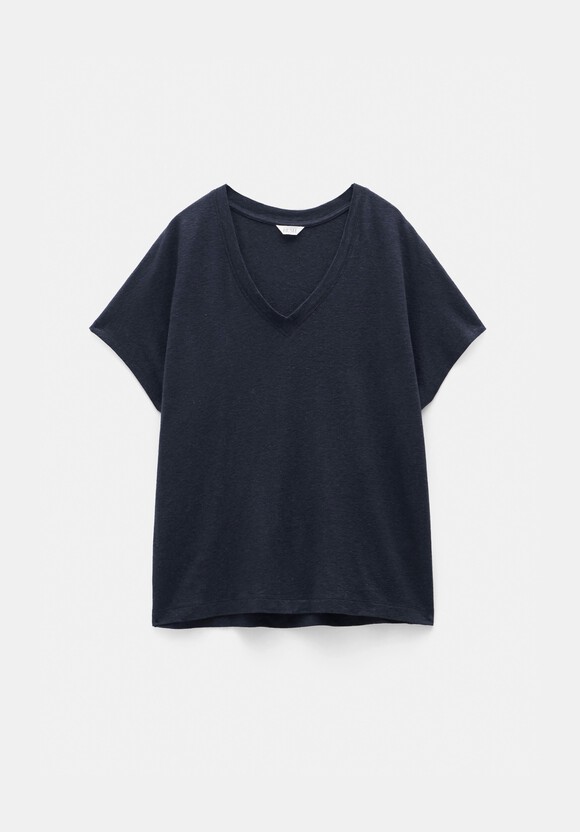 Rosalia Linen Blend V Neck T-Shirt
