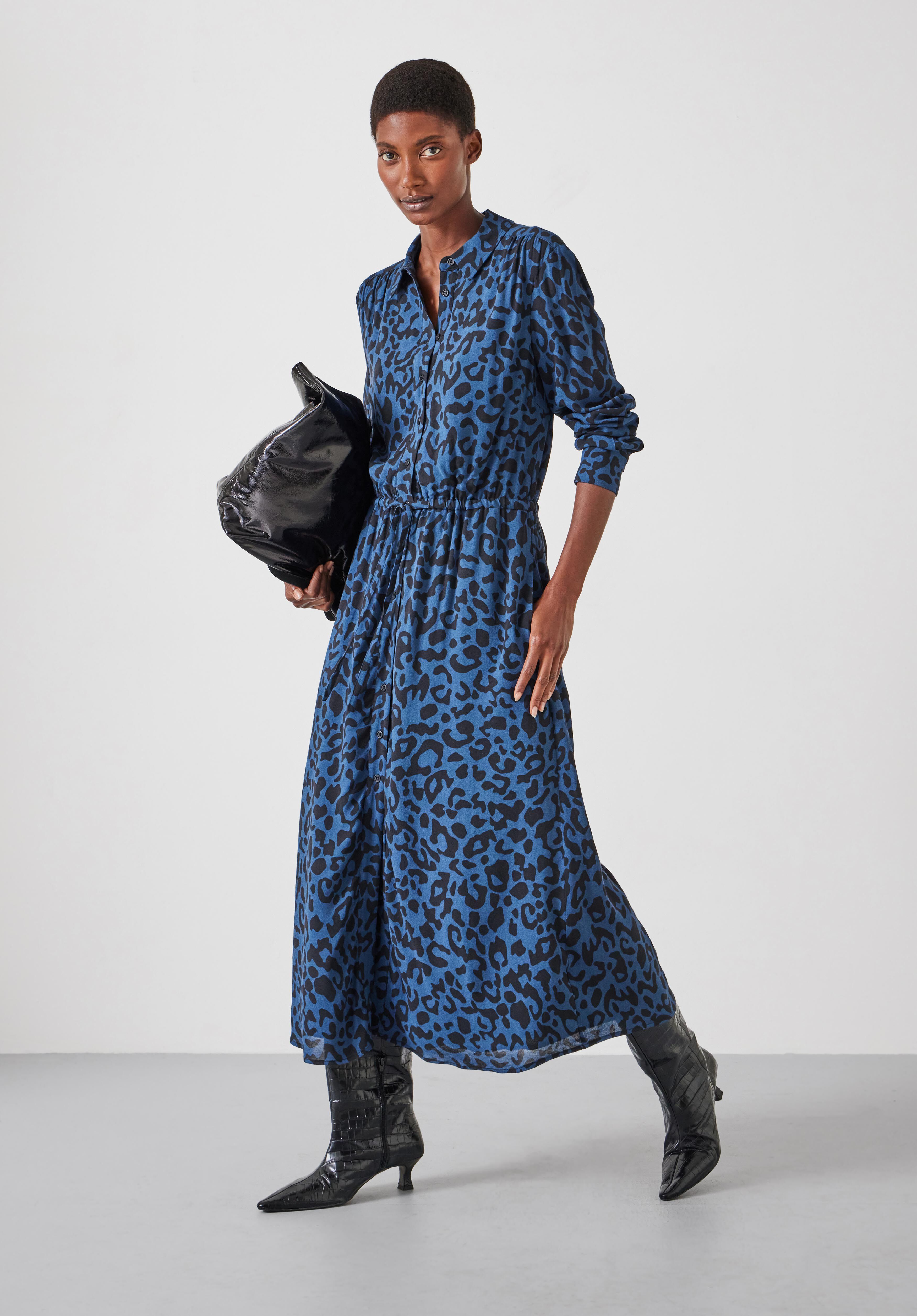 Shirt dress long sleeve midi hot sale