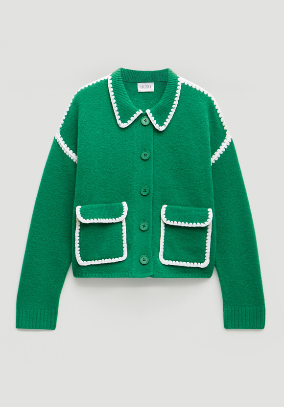 Wool Blend Whipstitch Trim Shirt Jacket