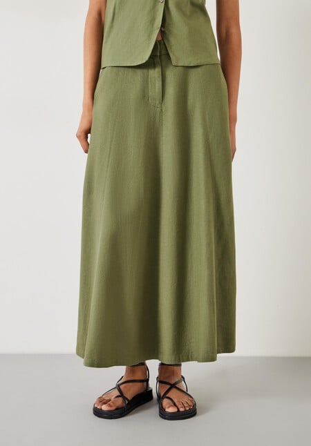 Juliah A-Line Linen Blend Maxi Skirt