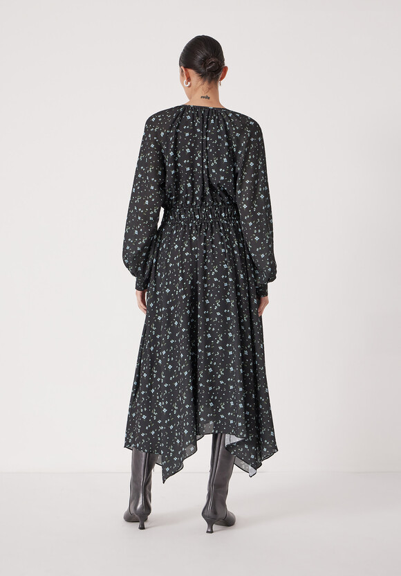 Odelia Printed Long Sleeve Chiffon Dress