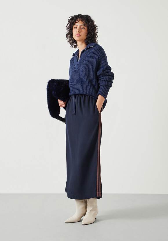 Petunia Side Stripe Midi Skirt