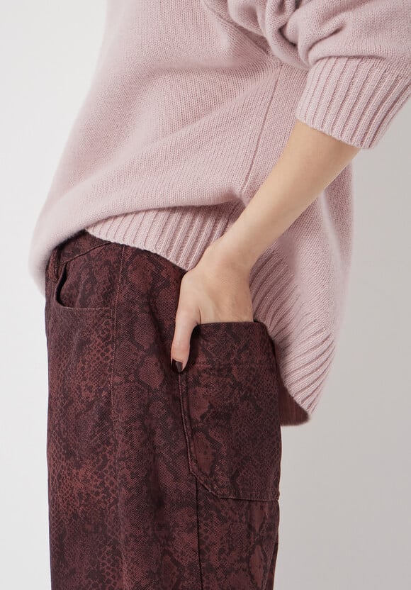 Cordelia Barrel Leg Snake Print Jeans