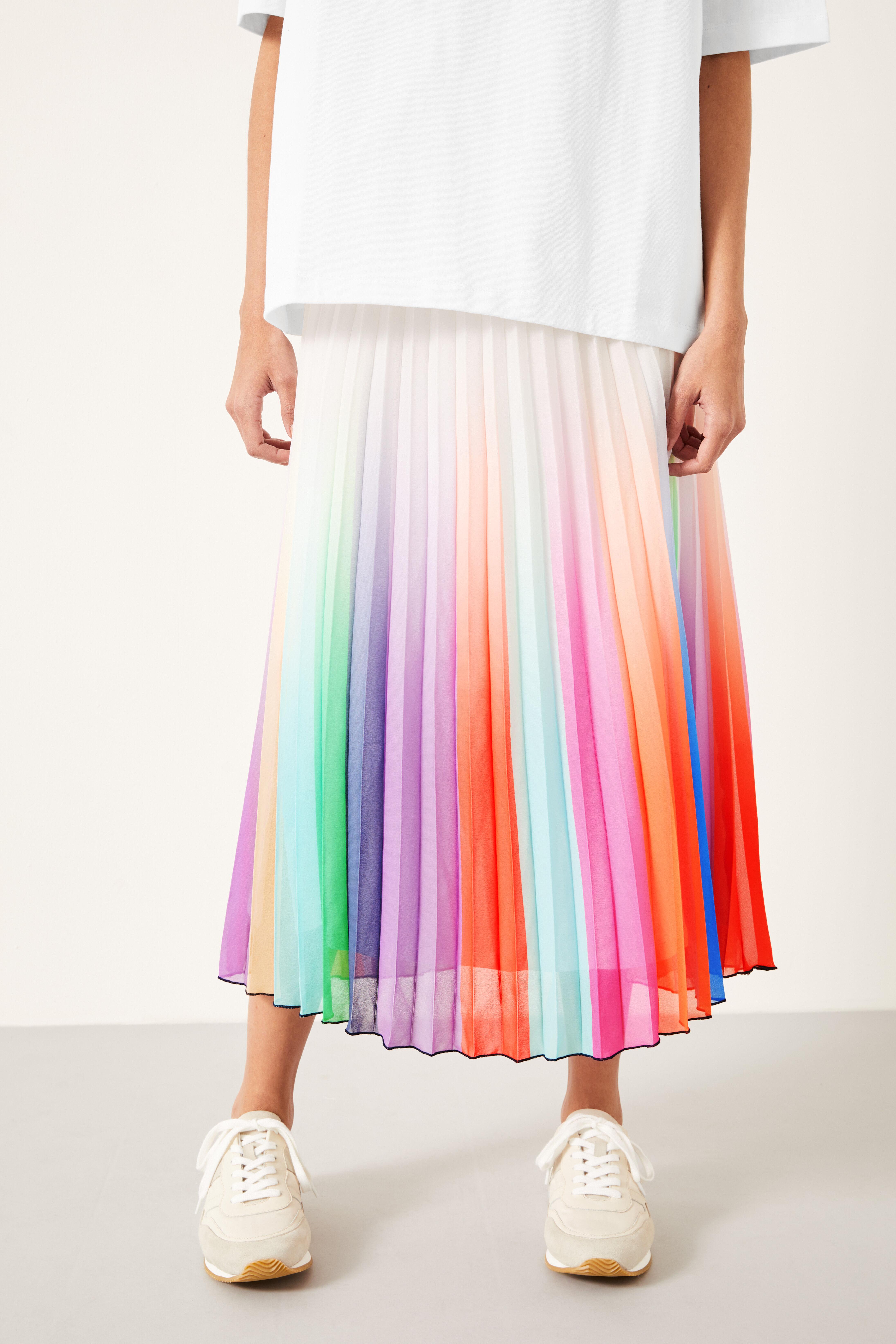 Zaina Pleated Maxi Skirt | Multi/White | hush