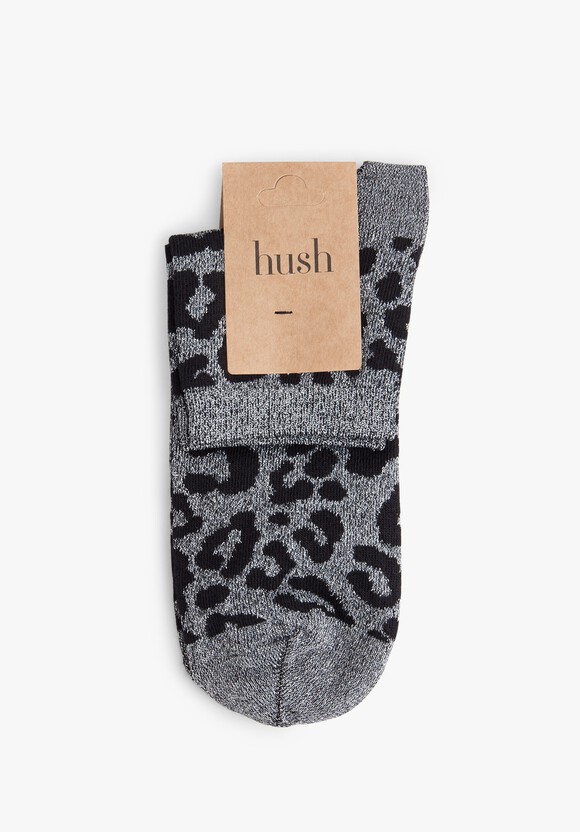 Cynthia Leopard Socks | Metallic Grey | hush