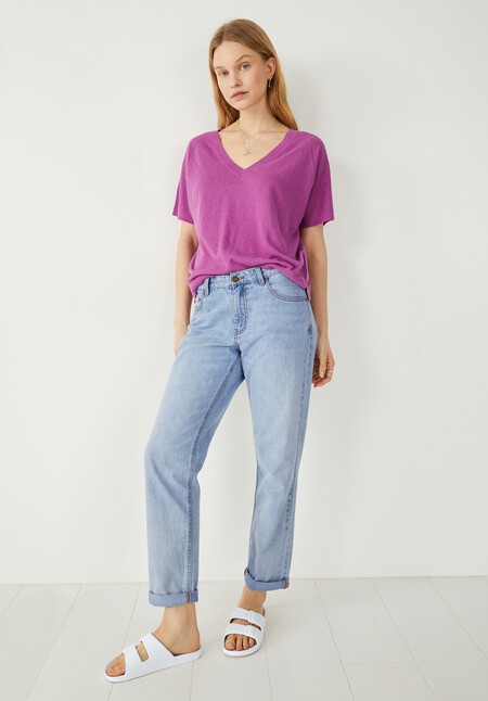 Eva Linen Blend Knitted T-Shirt