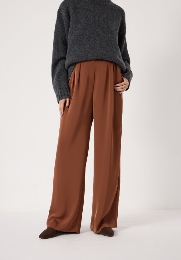 Lya Satin Twill Wide Leg Trousers