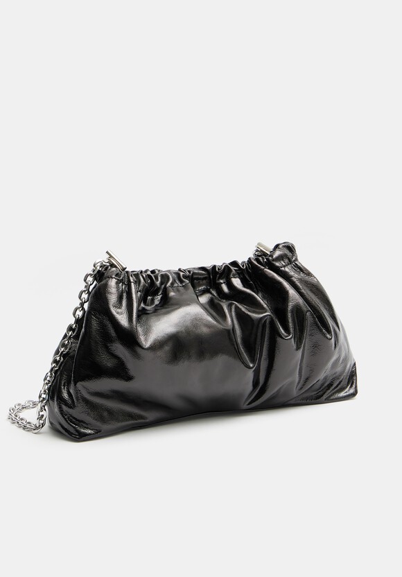 Reva Ruched Leather Clutch Bag