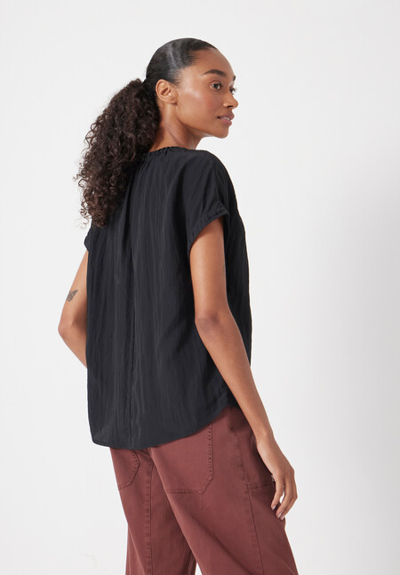 Gathered Crew Neck Short Sleeve Top