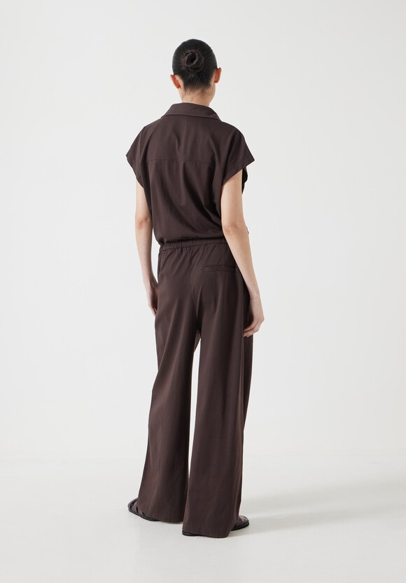 Short Sleeve Wide Leg Jersey Jumpsuit