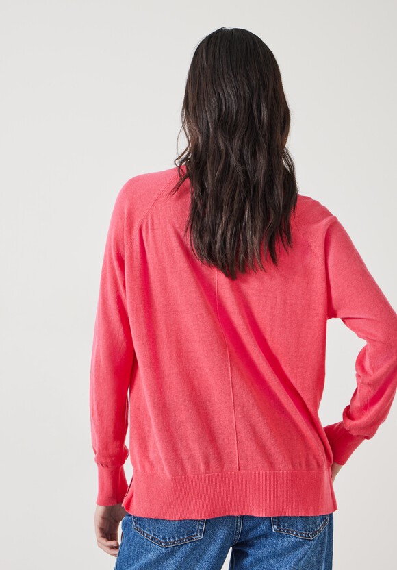 Cara Relaxed Fit Linen Crew | Pink Rouge | hush