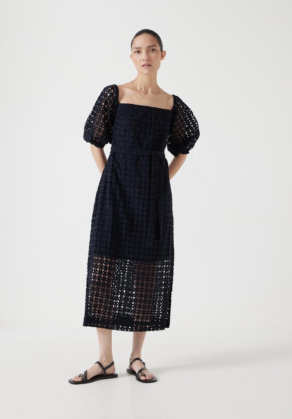 Broderie Off Shoulder Midi Dress