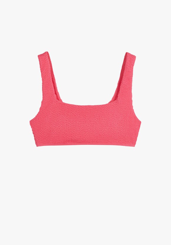 Textured Cropped Bikini Top | Pink | hush