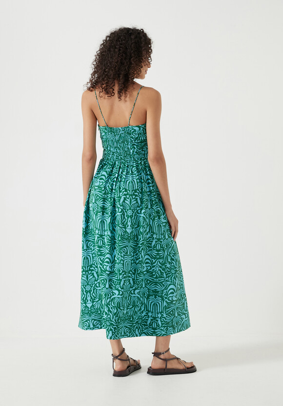 Air Flow Strappy Gathered Midi Dress