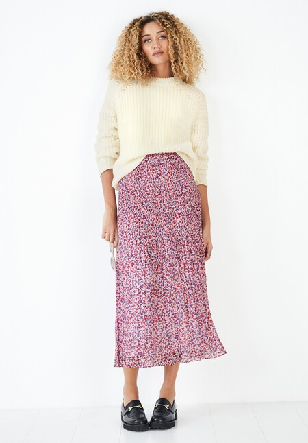 Mavis Pleat Midi Skirt
